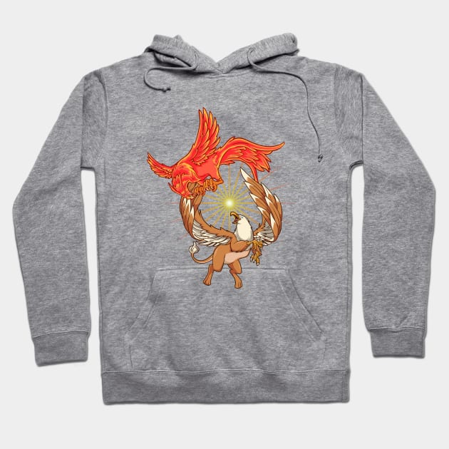 Animals of mythology - phoenix vs griffin Hoodie by Modern Medieval Design